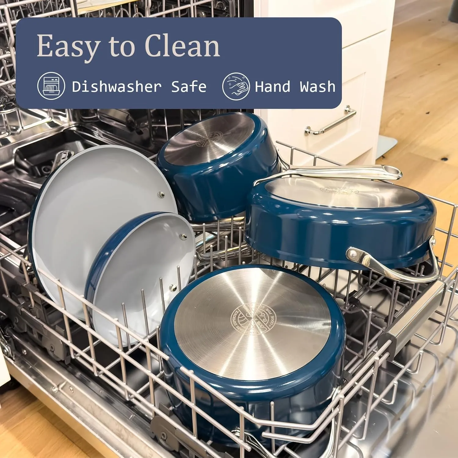 Ceramic Cookware Set Nonstick Pots and Pans Set 8-Piece - Non-Toxic & PTFE/PFOA/PFAS Free, Induction Compatible, Oven & Dishwasher Safe to 500°F, Caribbean Blue