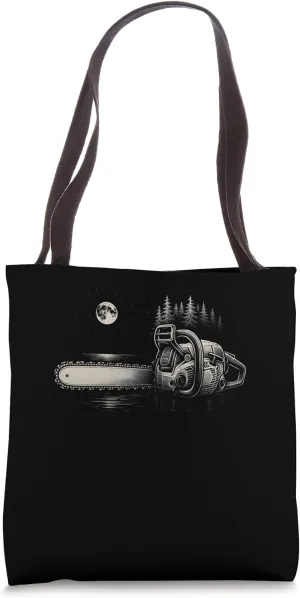 Chainsaw Moonlight Scene Arborist Logging Lumberjack Night Tote Bag