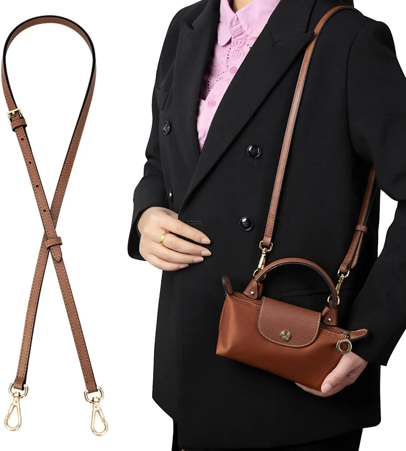 Chispee Bag Strap Accessories for Crossbody Bag Punch-Free Real Leather Shoulder Strap Perforated Conversion Accessories