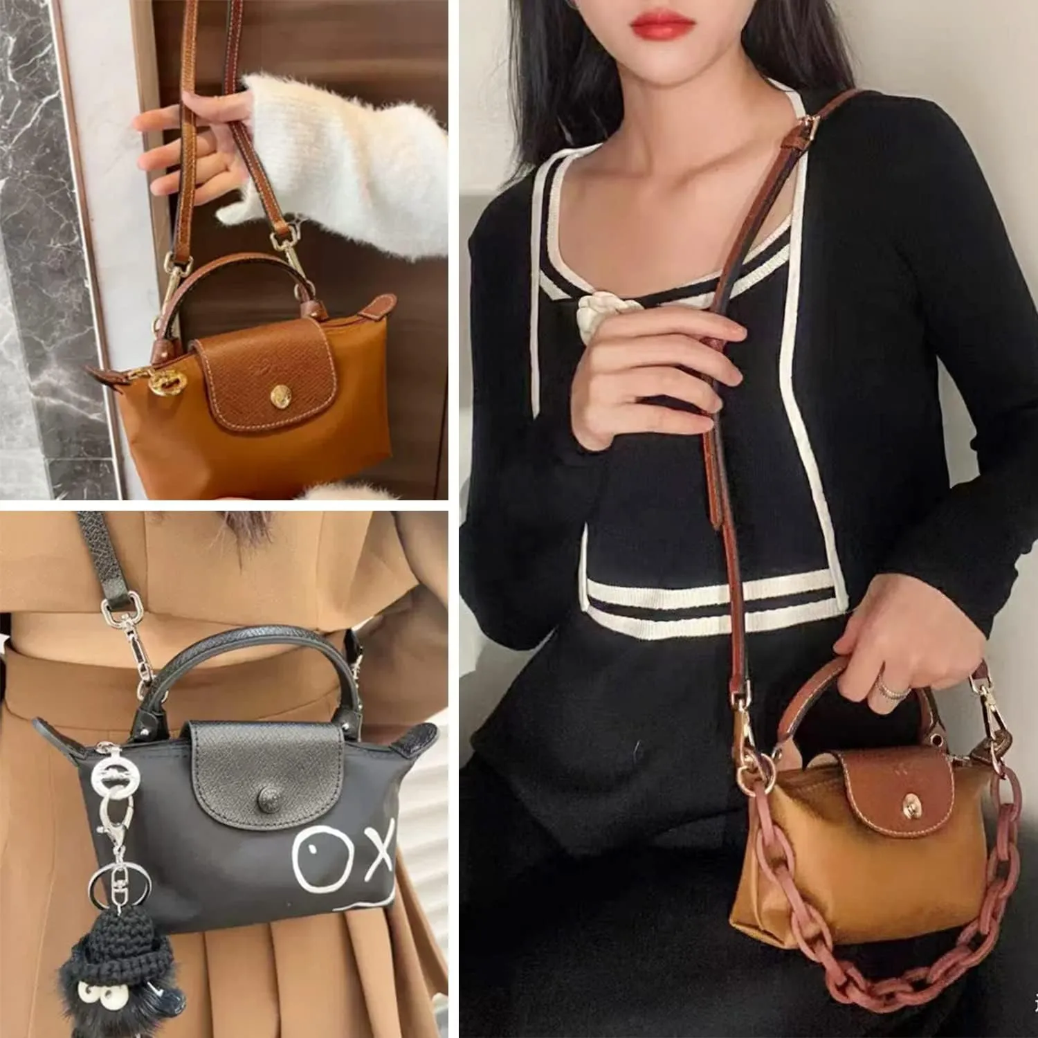 Chispee Bag Strap Accessories for Crossbody Bag Punch-Free Real Leather Shoulder Strap Perforated Conversion Accessories