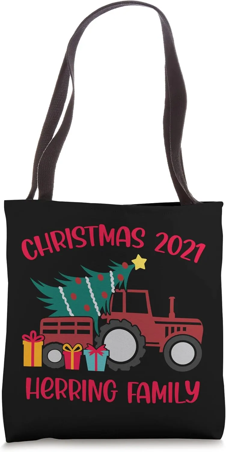 Christmas 2021 Herring Family Matching name Tractor Farm Tote Bag