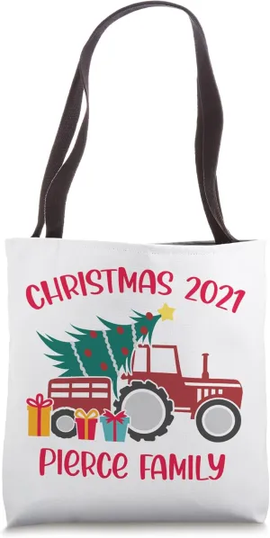Christmas 2021 Pierce Family Matching name Tractor Farm Tote Bag