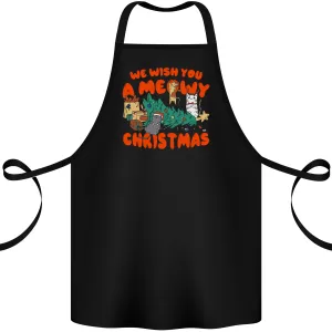 Christmas Cat Meowy Funny Christmas Tree Chaos Cotton Apron 100% Organic