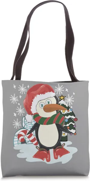 Christmas Penguin Christmas Tree Igloo Snow Christmas Hat Tote Bag
