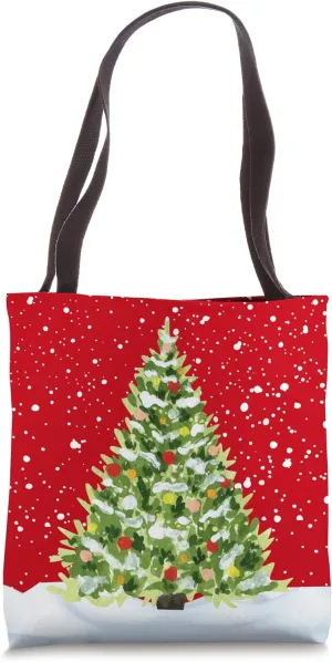 Christmas snowfall Christmas tree with snow covered branches Tote Bag