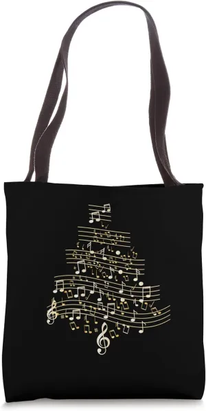 Christmas Tree Composed of Musical Notation Measures Notes Tote Bag