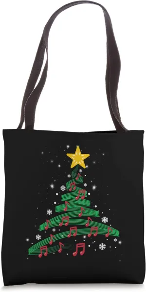 Christmas Tree Music Notes Musical Christmas Carols Songs Tote Bag