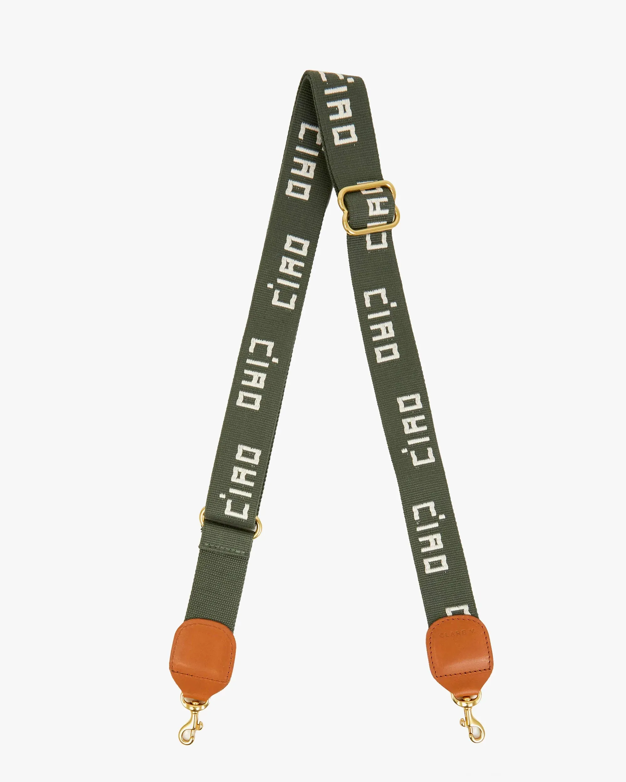 Clare V. - Adjustable Crossbody Strap - Army and Cream Ciao