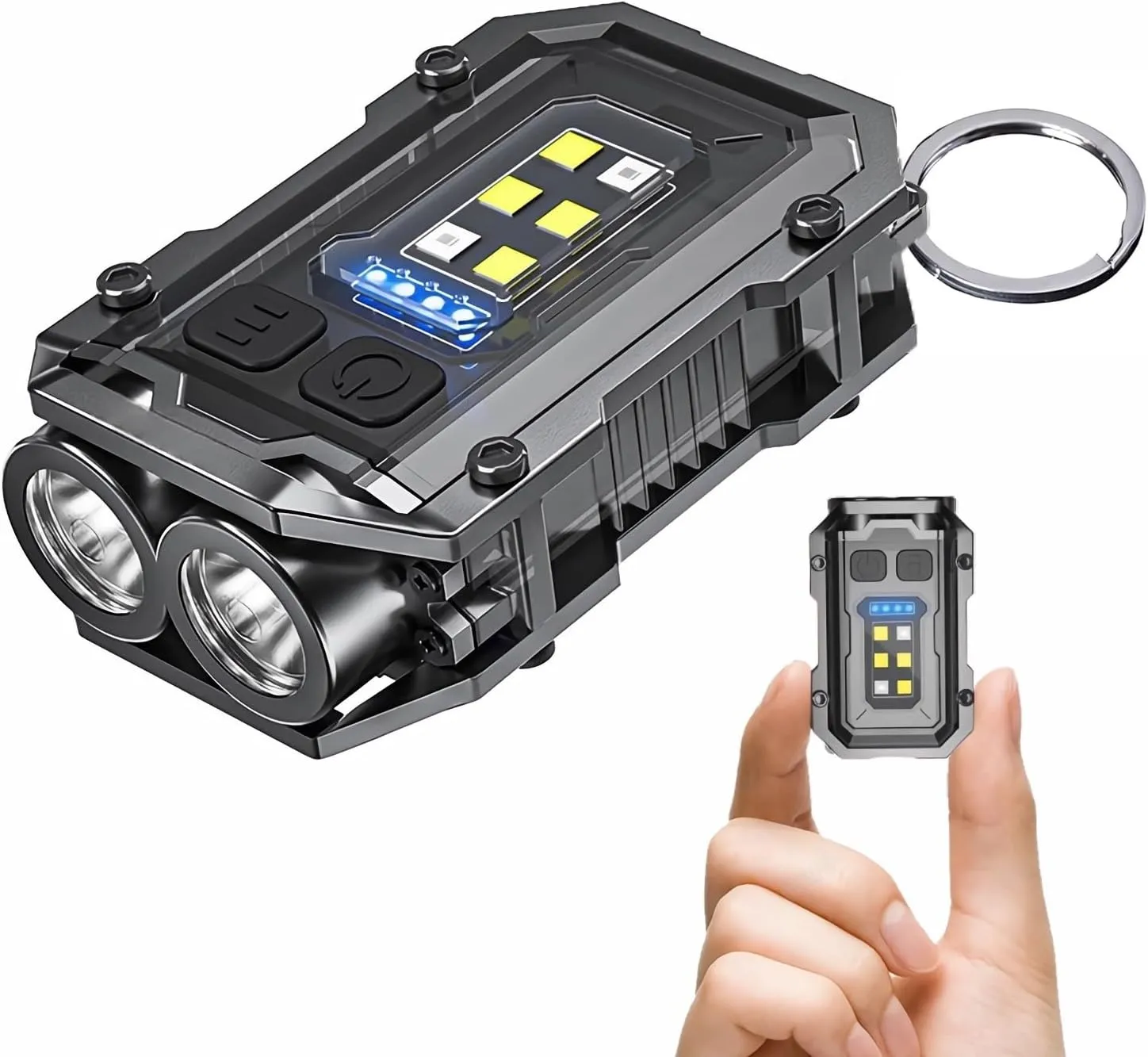 Clip on Flashlight Rechargeable Mini EDC Keychain Flashlight, Compact Pocket COB Light for Night Working, Running, Walking, Camping, Fishing, Hiking, Dog, USB C Charging Warning Flash Light