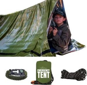 CloudTen Emergency Tent: Lightweight 2 Person Survival Tent with Multi-Function Paracord Bracelets - Essential Survival Gear & Bug Out Bag Items for Preppers, Hikers, Survivalists, Campers, Boy Scouts