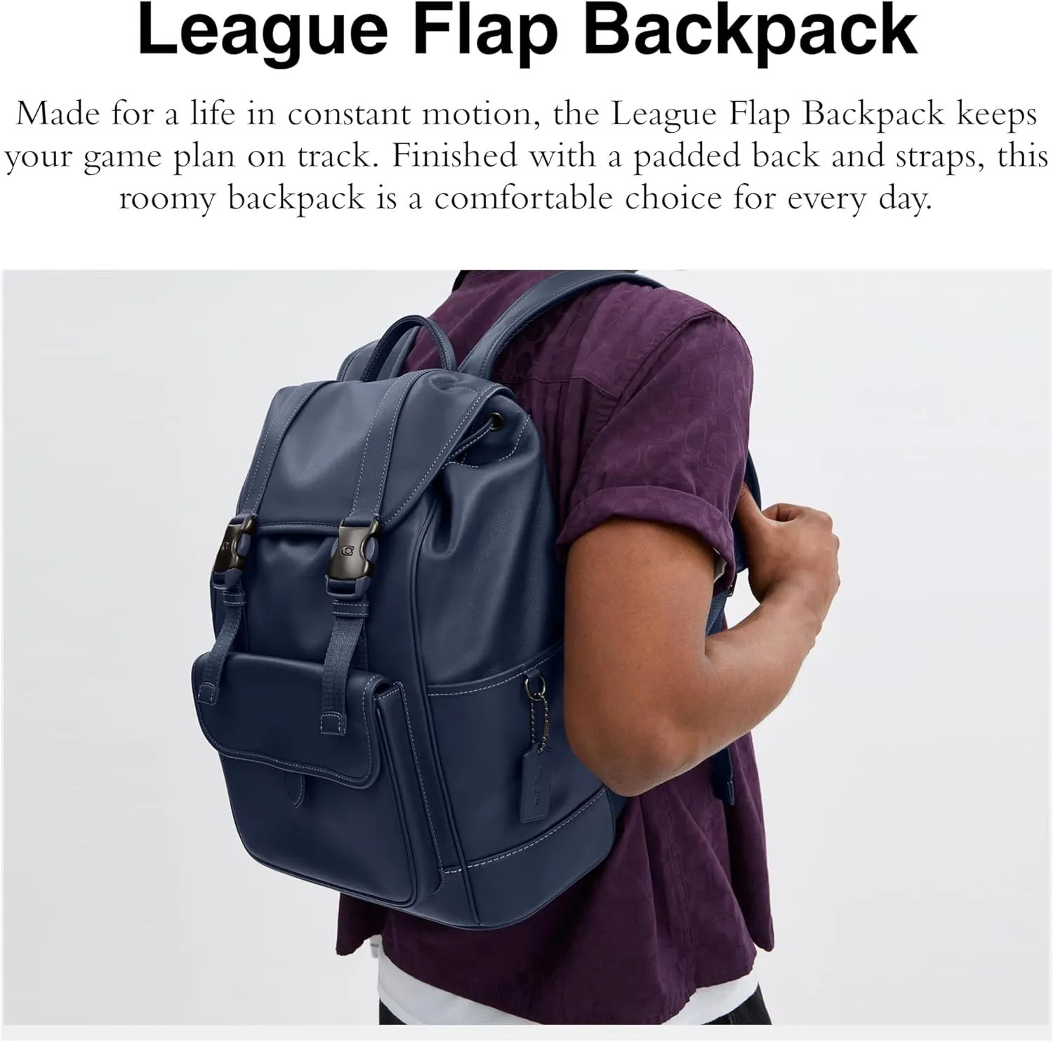 Coach League Flap Backpack, Deep Blue