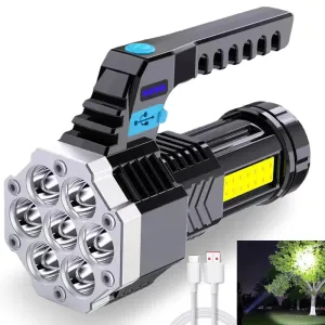 COB 7 LED Handheld Flashlight - Rechargeable, Portable, and Water-Resistant with USB Charging
