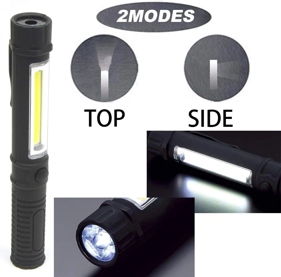 COB LED Work Flashlight with Magnetic Base and Clip Multi-Function Pocket Pen Light Inspection Work Light, 8 Pack