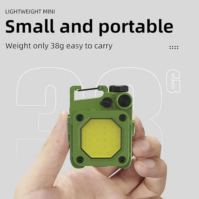 COB Small Flashlight Bright Rechargeable Key Chain Mini Flashlight 1000 lumens with 6 Lighting Modes Lights with Collapsible Bracket and Strong Magnet Nightshift Camping Hiking Emergency