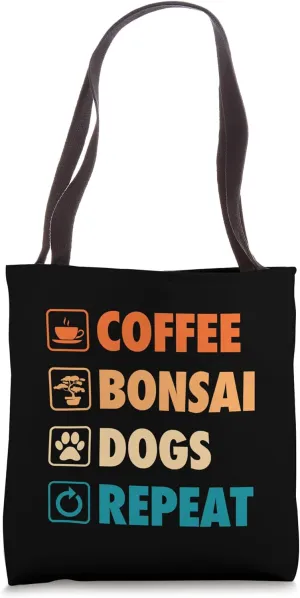 Coffee Bonsai Dogs Repeat Simple Bonsai Gardening Life Tote Bag