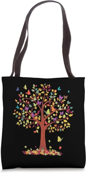 Colorful Butterfly Tree Nature-Inspired Artistic Design Tote Bag