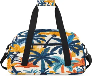 Colorful Coconut Tree Gym Duffel Bag for Men Women Coconut Tree Sports Tote Bag with Adjustable Shoulder Strap for Dance Gymnastics Traveling Outdoor Camping Overnight Stay