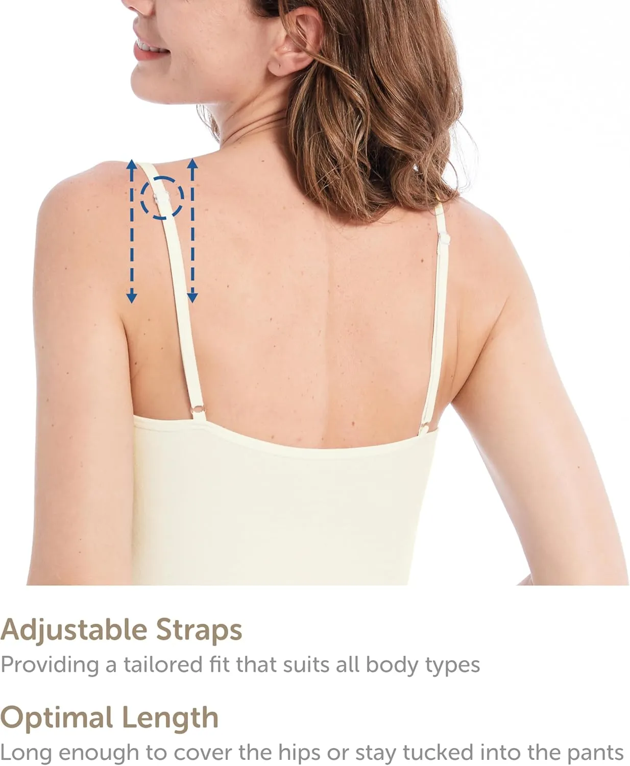 Comfneat Women's 4-Pack Slim-Fit Camisoles Cotton Adjustable Spaghetti Strap Top Underwear