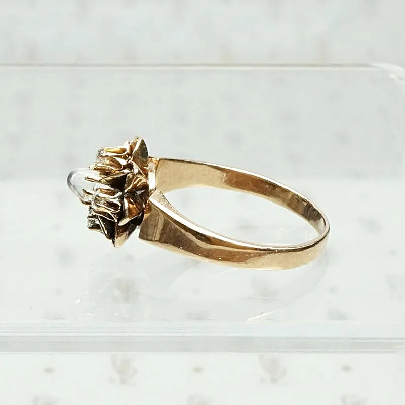 Compass Rose Ring with Moonstone and Diamonds