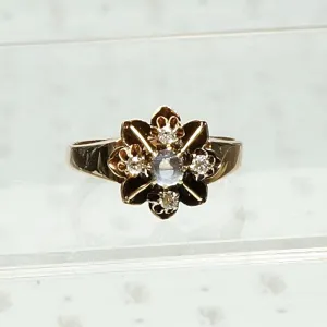 Compass Rose Ring with Moonstone and Diamonds