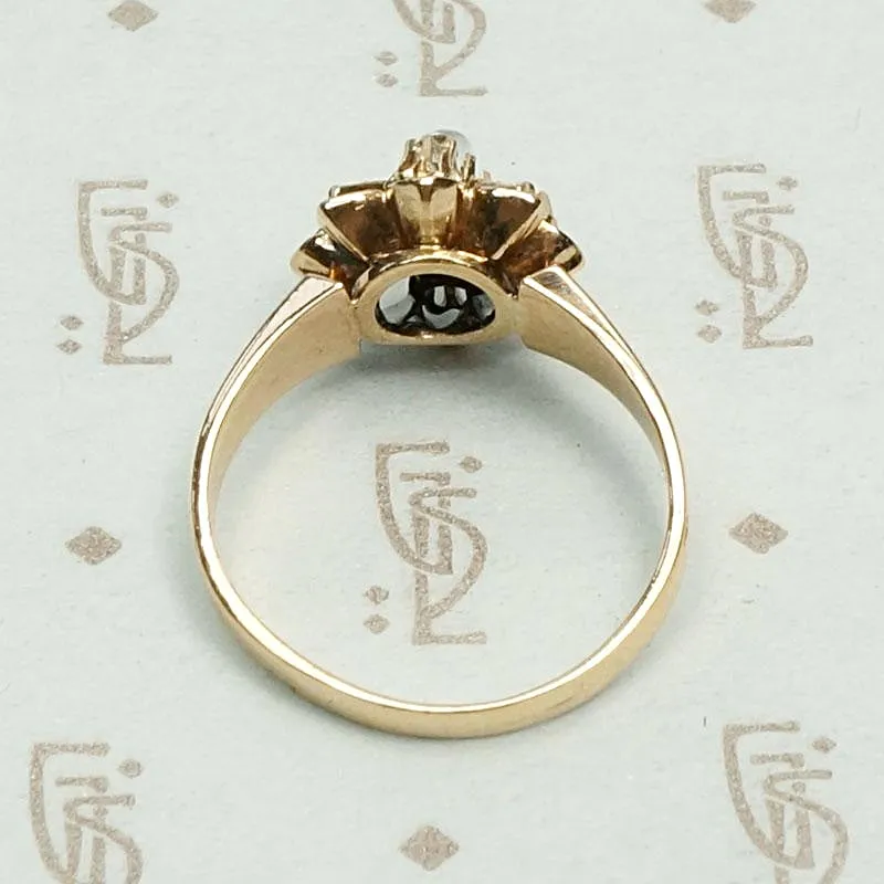 Compass Rose Ring with Moonstone and Diamonds