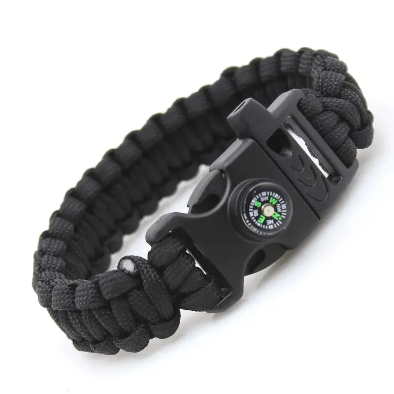 Compass Whistle Bracelet Emergency Survival Braided Bracelet