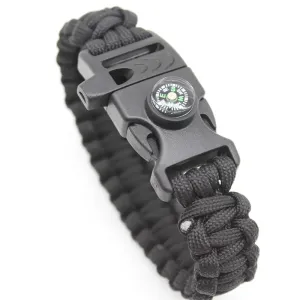 Compass Whistle Bracelet Emergency Survival Braided Bracelet