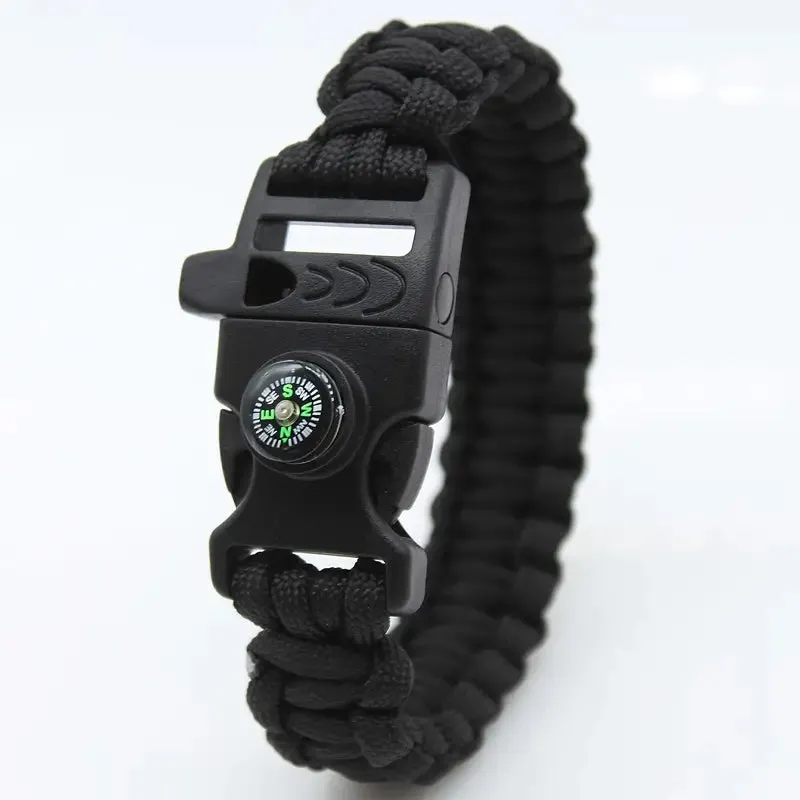 Compass Whistle Bracelet Emergency Survival Braided Bracelet