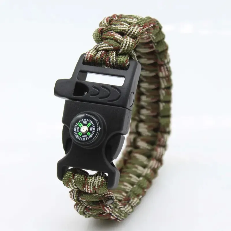 Compass Whistle Bracelet Emergency Survival Braided Bracelet