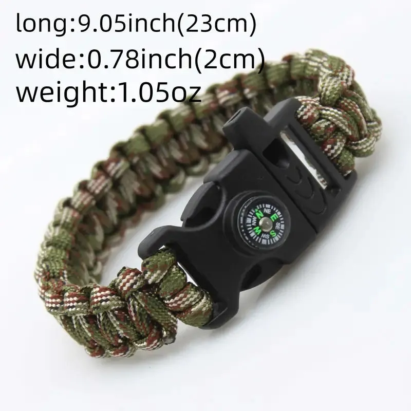 Compass Whistle Bracelet Emergency Survival Braided Bracelet