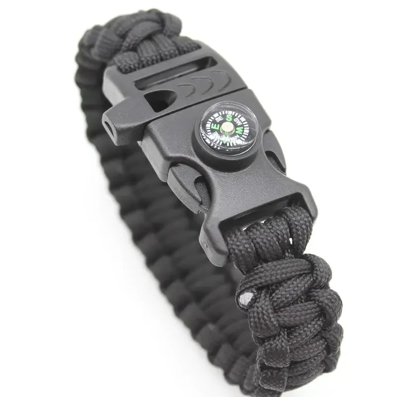Compass Whistle Bracelet Emergency Survival Braided Bracelet