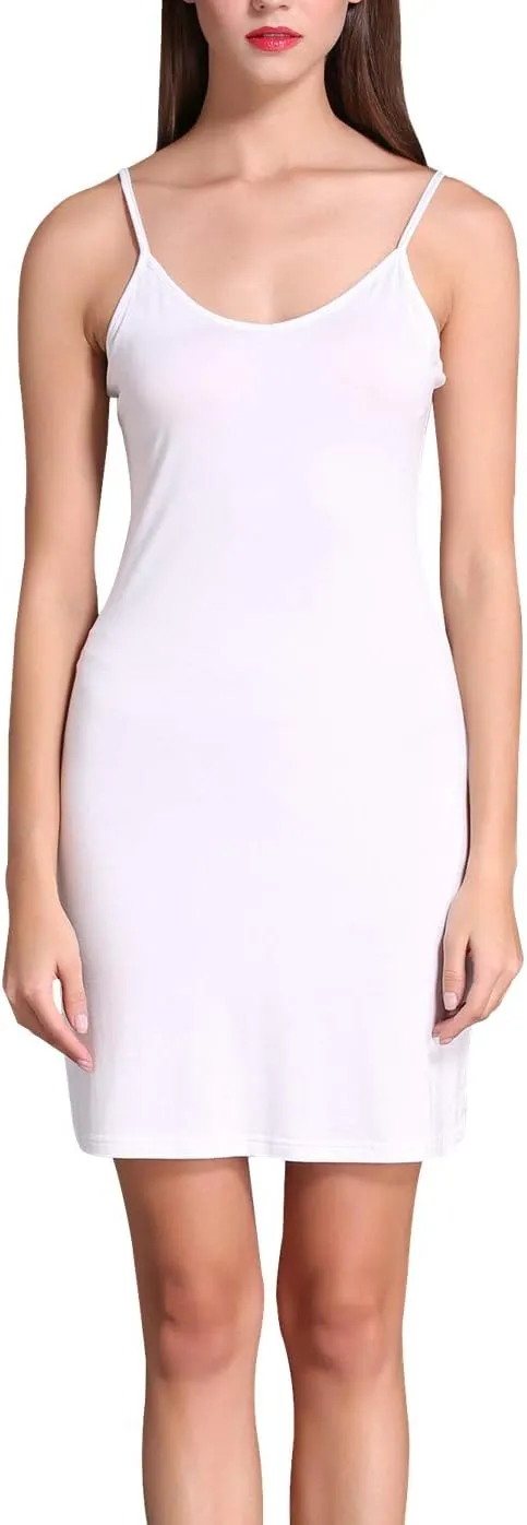 Coreal Full Slip For Women Under Dress Adjustable Spaghetti Strap Knee Length Slips Undergarment Nightwear