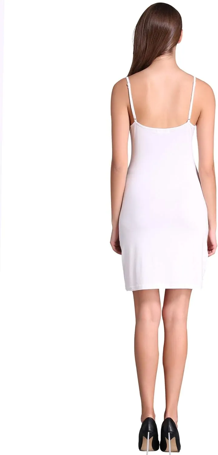 Coreal Full Slip For Women Under Dress Adjustable Spaghetti Strap Knee Length Slips Undergarment Nightwear
