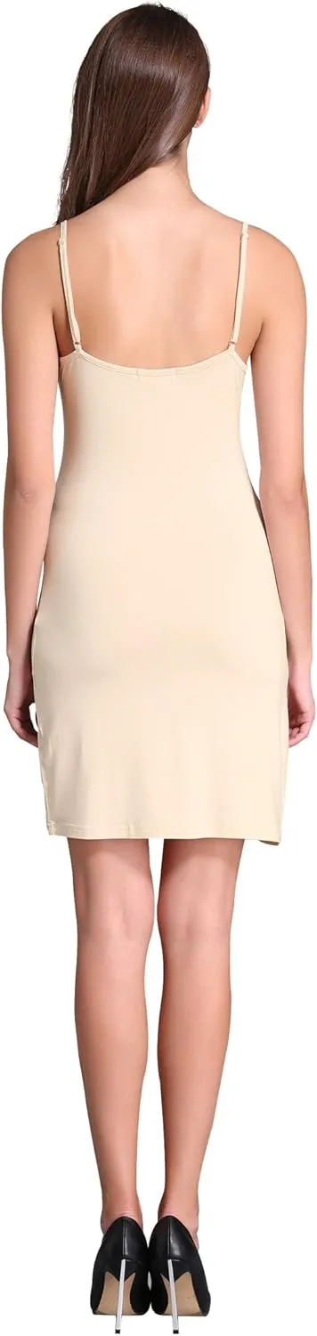 Coreal Full Slip For Women Under Dress Adjustable Spaghetti Strap Knee Length Slips Undergarment Nightwear