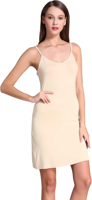 Coreal Full Slip For Women Under Dress Adjustable Spaghetti Strap Knee Length Slips Undergarment Nightwear
