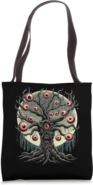 Creepy Eyeball Tree Horror Tote Bag