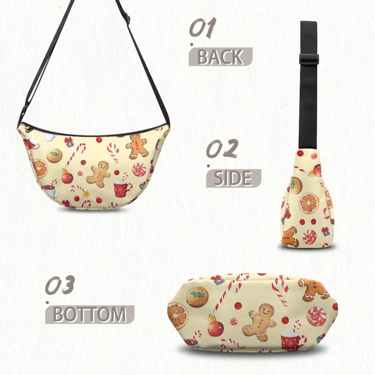 Crescent Moon Bag with Adjustable Shoulder Strap for Women Men Daily Use