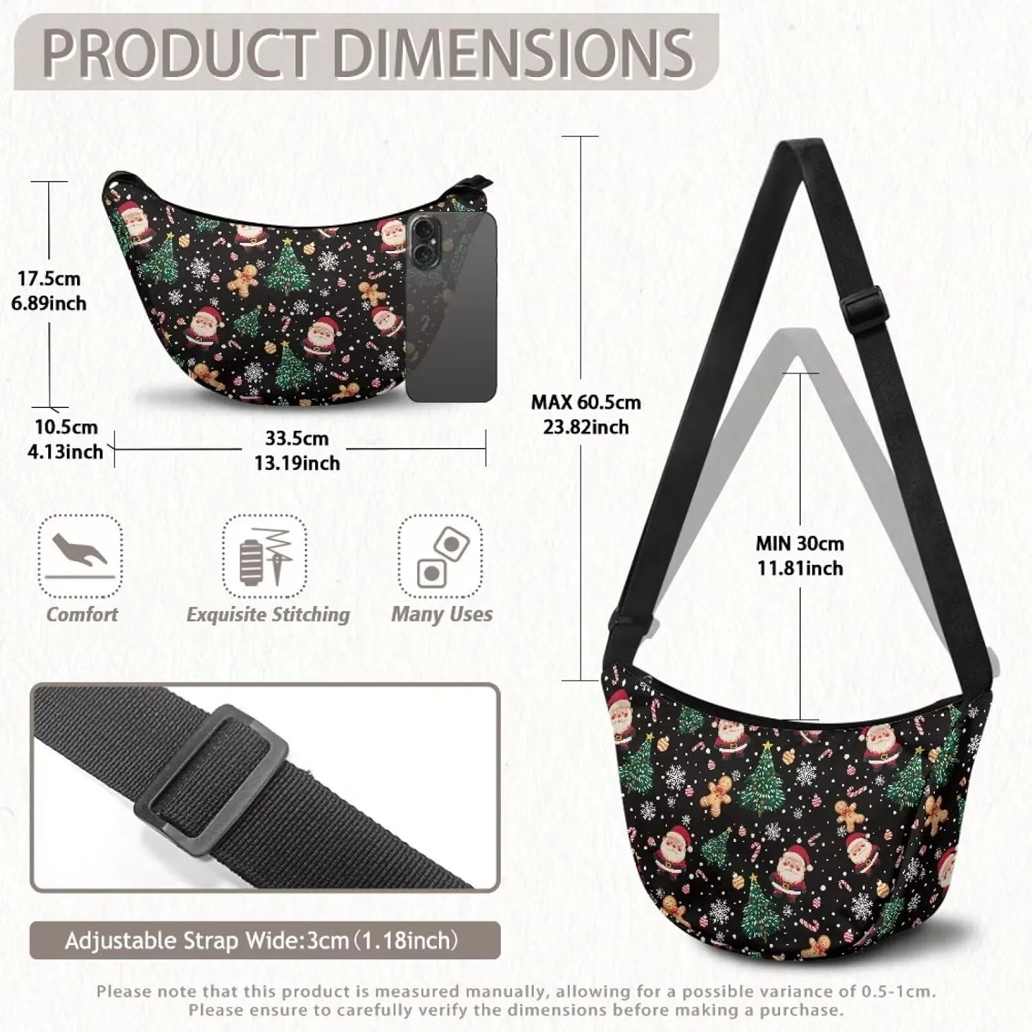 Crescent Moon Bag with Adjustable Shoulder Strap for Women Men Daily Use