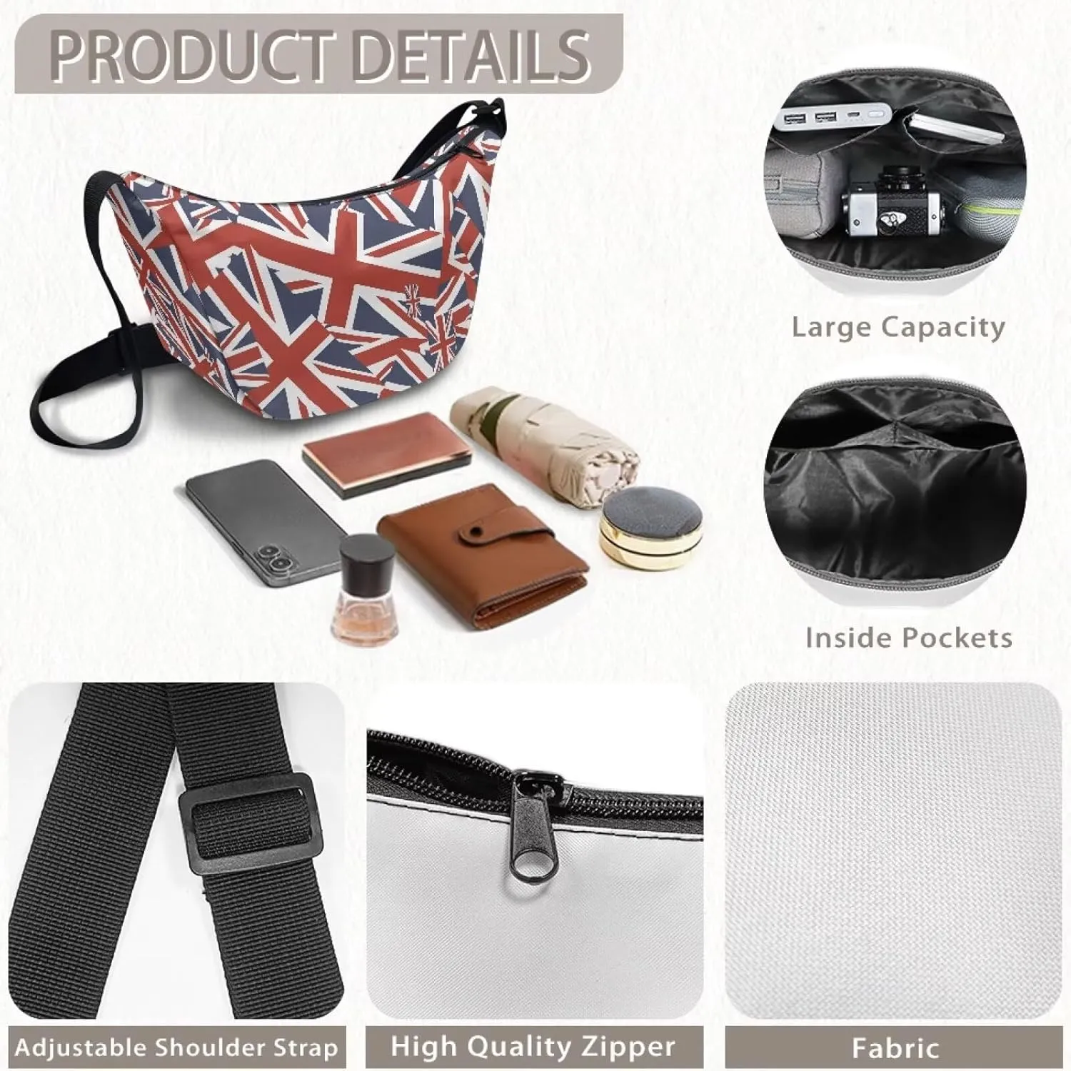 Crescent Moon Bag with Adjustable Shoulder Strap for Women Men Daily Use