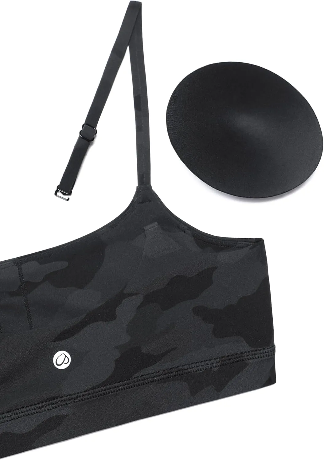 CRZ YOGA Womens Butterluxe Adjustable Spaghetti Strap Sports Bra - Scoop Neck Wireless Padded Yoga Workout Crop Top