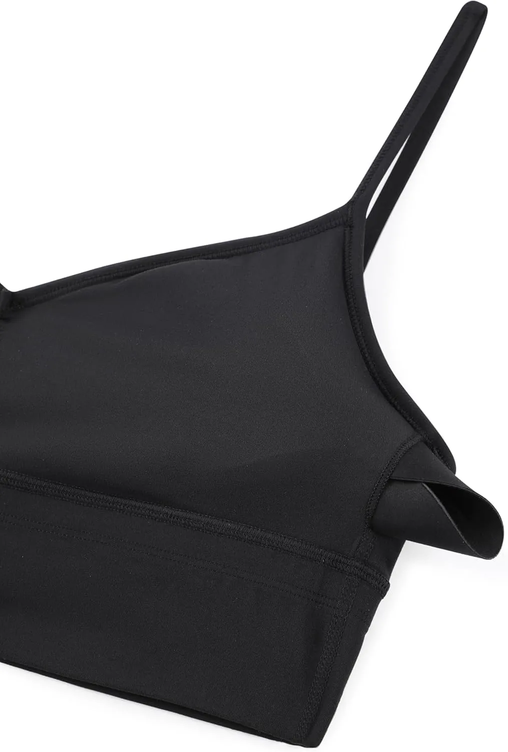 CRZ YOGA Womens Butterluxe Sweetheart Longline Sports Bra - V Neck Adjustable Thin Strap Yoga Camisole Padded Crop Top