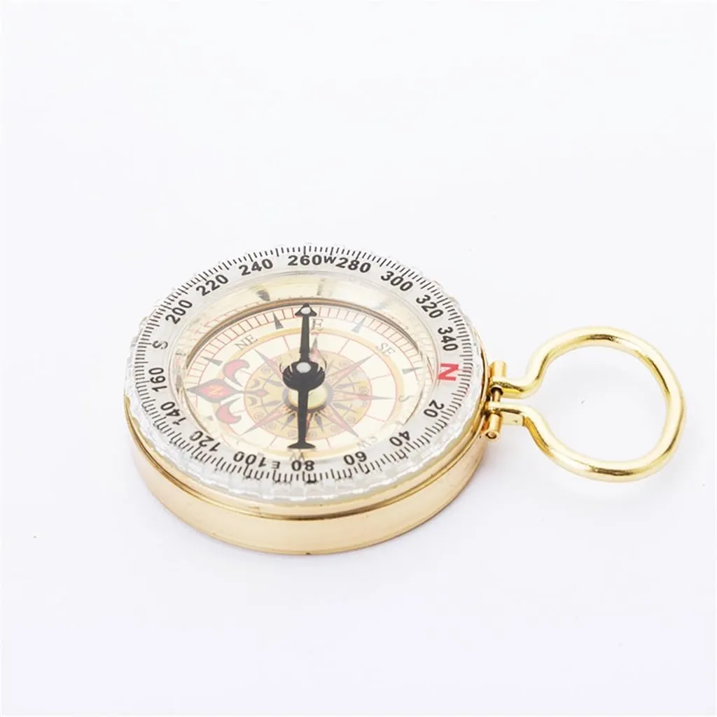 CSCDD Copper Compass Pocket Watch Glow-in-The-Dark Keychain Compass Essential for Outdoor Sports
