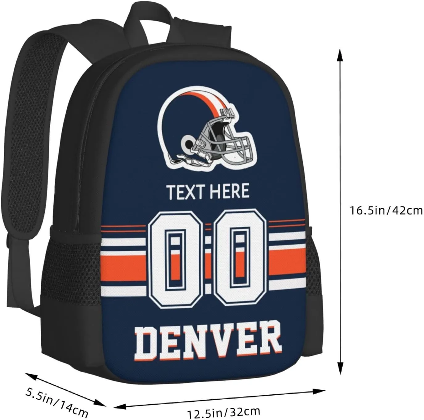 Custom Denver Backpack, Personalized Name and Number Backpack High Capacity Custom Football Gift for Men Women Fans