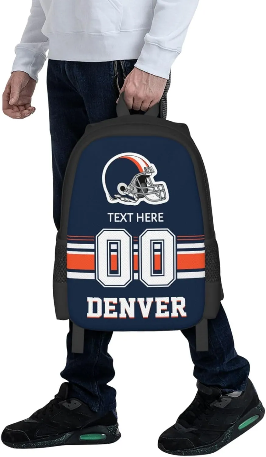 Custom Denver Backpack, Personalized Name and Number Backpack High Capacity Custom Football Gift for Men Women Fans