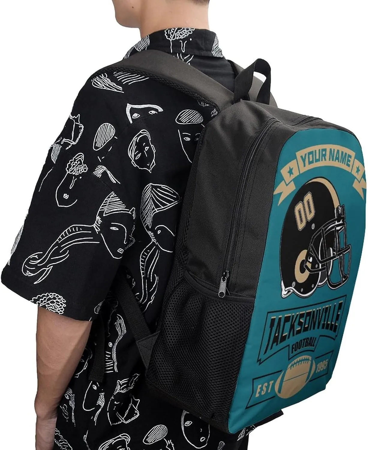 Custom Jacksonville Backpack Casual Canvas Bag High Capacity Add Peronalized Name Numbers Football Fan Gift for Boy Girl Men Women
