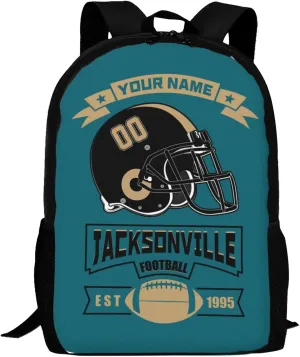 Custom Jacksonville Backpack Casual Canvas Bag High Capacity Add Peronalized Name Numbers Football Fan Gift for Boy Girl Men Women