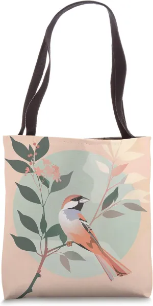 Cute Floral Bird Warm Pastel American Tree Swallow Tote Bag