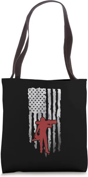 Cute Logging US Flag Logger Felling A Tree Tote Bag