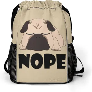 Cute Sleeping Pug Large Gym Bag Workout Gym Backpack with Shoe Compartment Sports Bags for Women Men, 45.5x41.5x36cm