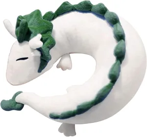 Cute Spirit Dragon Plush Doll Toy U-Shape Neck Travel Pillow Gift Animation (White)